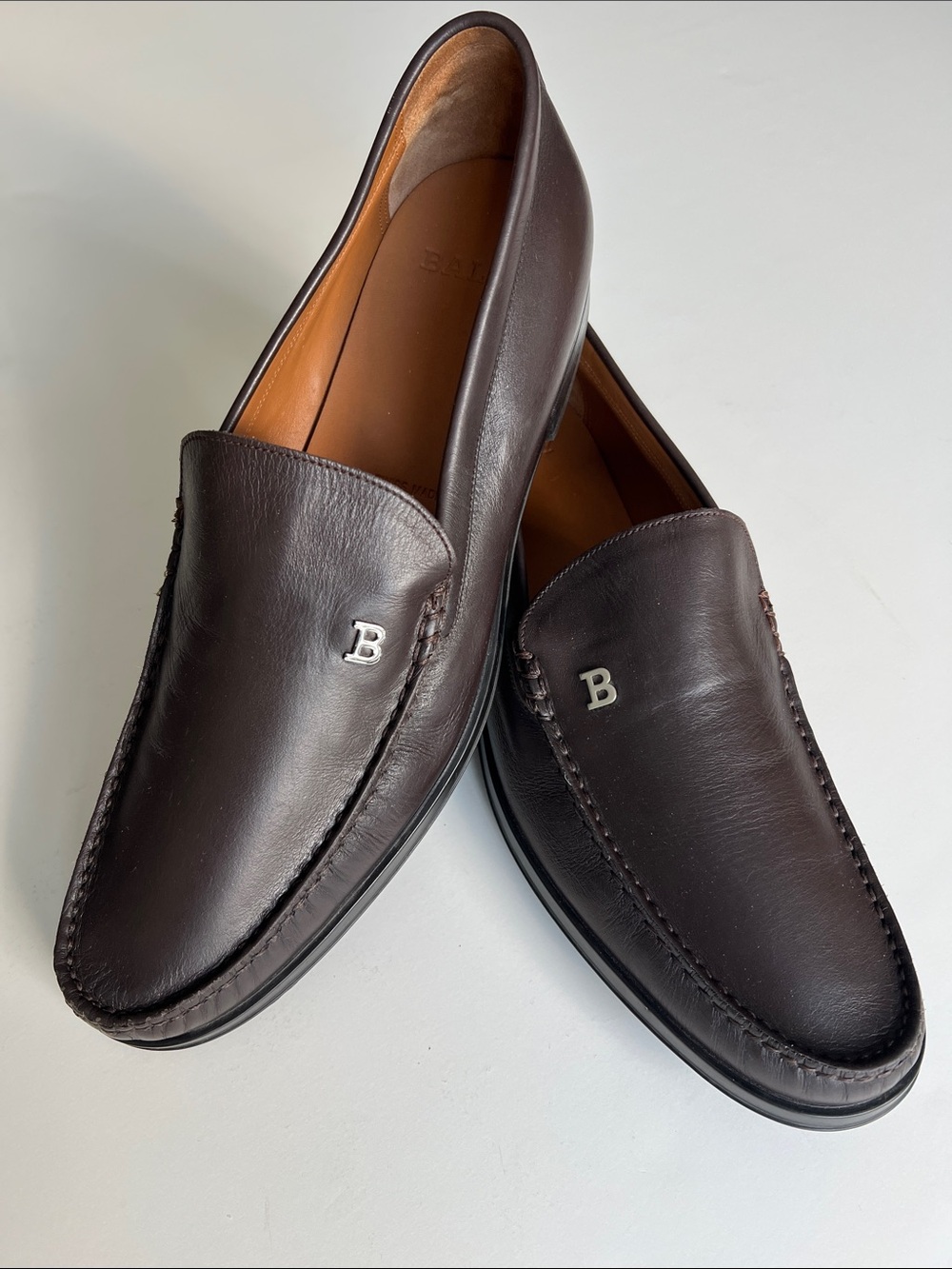 Bally Dark Brown Leather Slip-On Loafers